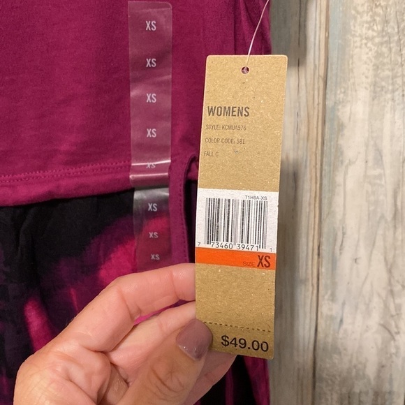 DKNY jeans pink tie-dye drawstring clenched waist Short Sleeve Shirt | XS - Picture 4 of 11